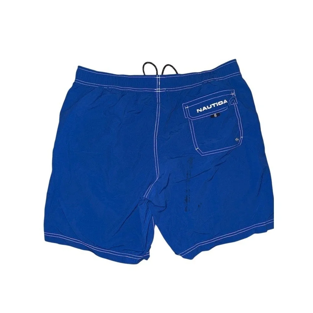 Nautica Men's Swim Trunks Board Shorts‎ Blue Drawstring Mesh XL resort vacation